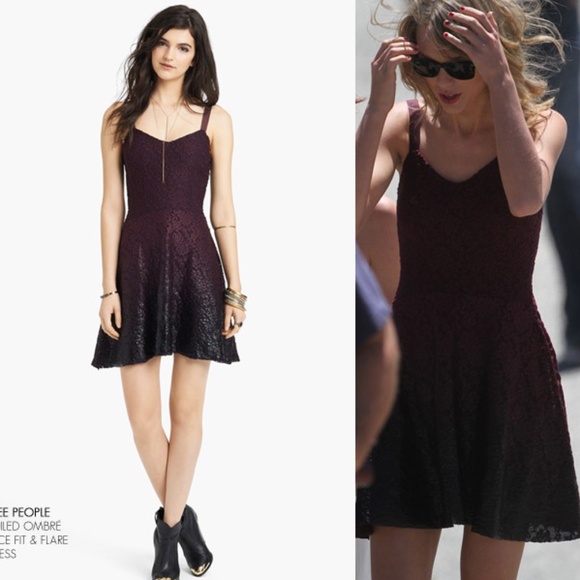 Free People Silver Foiled Ombré Black Lace Sleeveless Mini Dress Taylor Swift - Picture 2 of 9